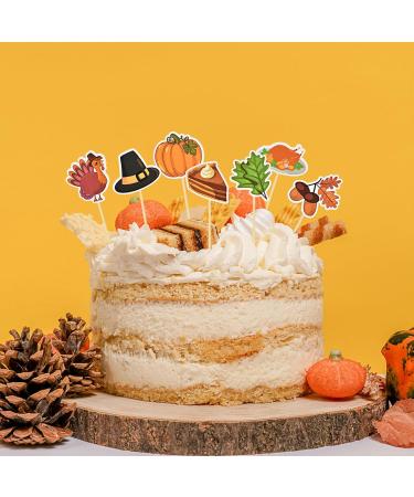 HOKPA Thanksgiving Cupcake Toppers 36 Pcs Turkey Pumpkin Maple Leaf Chestnut Muffin Cupcake Picks for Thanksgiving Day Festival Party Decoration - Buy Online on GoSupps.com