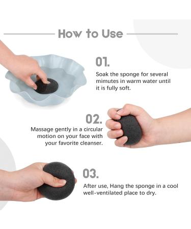 Konjac Organic Cleansing Exfoliating Facial Sponges Set Natural Activated Charcoal Konjac Face Scrubbers Sponge for Exfoliator Skincare Makeup Remover Body Washing for Oily Dry Sensitive Skin - Buy Online on GoSupps.com