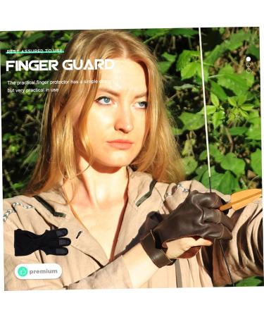 Anneome Archery Finger Stall Mittens Bow and Finger Glove Three Finger Archery Gloves Leather Gloves Archery Equipment Portable Shooting Glove Wear-resistant Archery Equipment Black Major 20x10cm Black - Buy Online on GoSupps.com