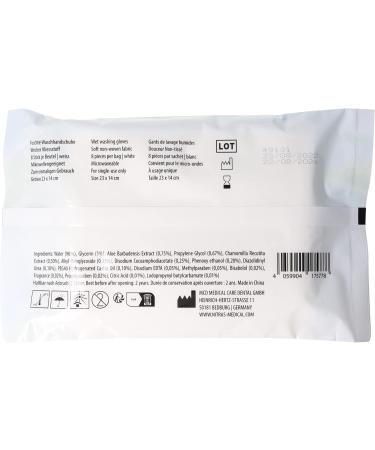 Nitras Clean Care Moist Washing Gloves with Aloe Vera & Chamomile | Soft & Heated Towels for Face Body & Hands - 8 Pack | Size 23x14 cm - International Shipping Available - Buy Online on GoSupps.com