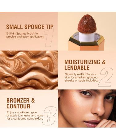 Liquid Contour Makeup Concealer with Built-in Sponge | Long-Lasting Waterproof Creamy Bronzer | Smooth Natural Matte Finish - #101 Golden Sun 1ml - Buy Online on GoSupps.com