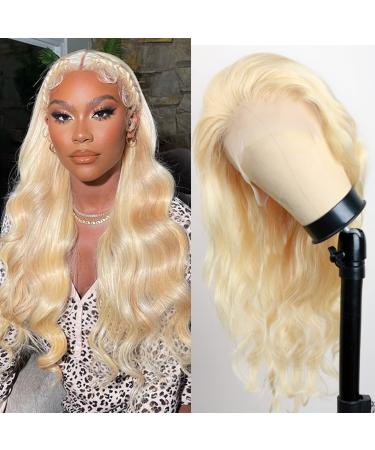 ZWJSH 24 Inch Blonde Lace Front Wigs Human Hair 13x4 Body Wave Lace Front Wig Human Hair Pre Plucked with Baby Hair 613 Hd Lace Frontal Wig 180% Density Blonde Wig Human Hair Wigs for Black Women 24 Inch 613