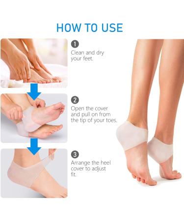 Heel Protectors - 3 Pairs Gel Heel Cups for Pain Relief Blister & Cracked Foot Care - Silicone Socks for Men & Women - Buy Online on GoSupps.com