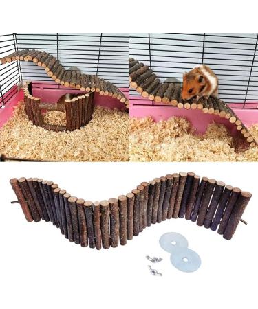 Natural Wooden Hamster Climbing Bridge - Eco-Friendly Pet Ladder with Wing Screws & Washers | Perfect Chew Toy for Small Pets - Buy Online on GoSupps.com