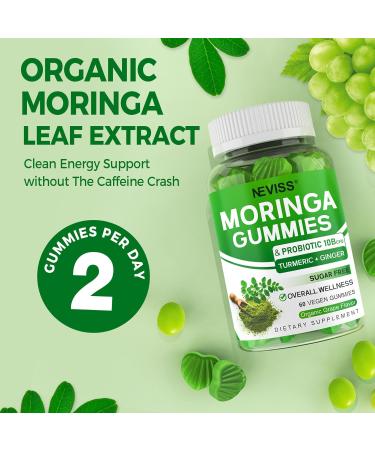 Moringa Gummies for Women Men w/Probiotic Turmeric Ginger Ceylon Cinnamon Sugar Free Organic Moringa Powder Capsules Alternatives Pure Moringa Leaves Green Superfood Supplement - Vegan 120Cts 60 Count (Pack of 2) - Buy Online on GoSupps.com