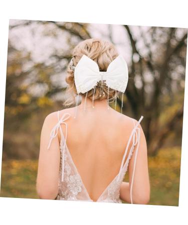 FRCOLOR Girl Hair Accessories Girls Hair Accessories Pearl Hair Clips Bridal Hair Accessories Fringe Trim Girl Bows Pearls Hair Bow Girls Hair Bows White Miss Metal Headgear Wedding - Buy Online on GoSupps.com