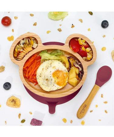 Vinsani Baby/Toddler Mouse Bamboo Plate & Spoon Set | Red Stay-Put Suction Design, BPA-Free - Buy Online on GoSupps.com