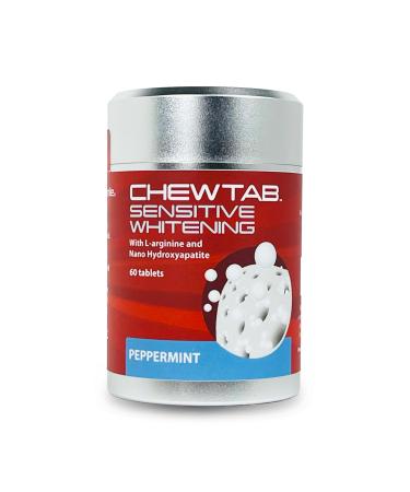 Chewtab Sensitive Whitening Toothpaste Tablets with L-arginine and Nanohydroxyapatite 60 Count Peppermint Flavor