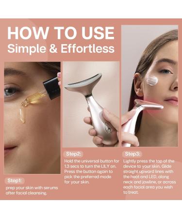 Lily Neck Face Massager - 3-in-1 Skin Rejuvenation Tool for Lifting Toning & Tightening - At-Home Facial Spa in Rose Gold - Buy Online on GoSupps.com