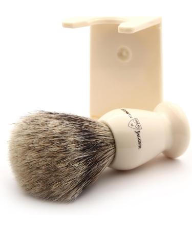 Edwin Jagger Classic Best Badger Hair Shaving Brush with Stand - Imitation Ivory - Buy Online on GoSupps.com