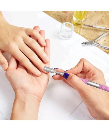 Krisp Beauty Dual Sided Cuticle Pusher - Surgical Grade Stainless Steel Manicure Pedicure Tool Set for Nail Care - Pink - Buy Online on GoSupps.com