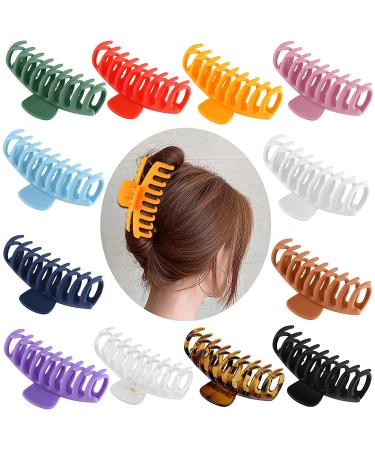12 Pcs Large Hair Claw Clips - 4.3 Inch Nonslip Big Hair Clamps for Women | Perfect Matte Jaw Clamps for Thicker and Thinner Hair Styling - Buy Online on GoSupps.com
