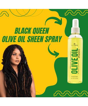 Black Queen Olive Oil Sheen Spray for Locs Dreadlocks Twists Braids Cornrows 4C Hair - Moisturizing Refreshing - 8 oz- Made in the USA (Pack of 2) 8 oz (Pack of 2) - Buy Online on GoSupps.com