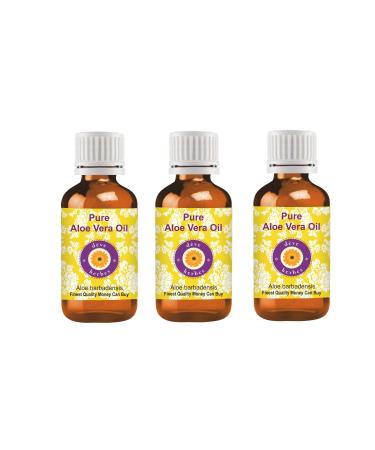 Deve Herbes Pure Aloe Vera Oil (Aloe barbadensis) Natural Therapeutic Grade (Pack of Three) 100ml x 3 (10 oz)