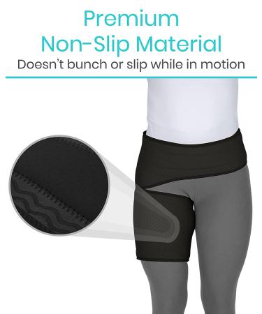 Vive Groin and Hip Brace - Sciatica Wrap for Men and Women - Compression Support for Nerve Pain Relief - Thigh Hamstring Recovery - Black 25 to 48 - Buy Online on GoSupps.com