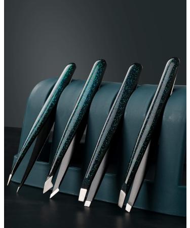 Gemice Eyebrow Tweezers Set with Case - 4-Part Improved Pointed Tweezers for Precision Plucking | Anti-Slip Coating - Buy Online on GoSupps.com