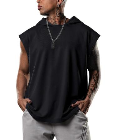 Lomon Men's Sleeveless Hoodie Tank Top - Muscle Workout Shirt Fitness Undershirt Black International Shipping Available - Buy Online on GoSupps.com