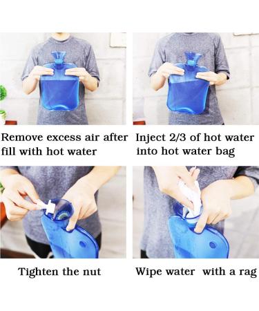Attmu Knitted Hot Water Bottle with Cover - 2 Liter Transparent Rubber Hot Water Bag, Blue - Buy Online on GoSupps.com