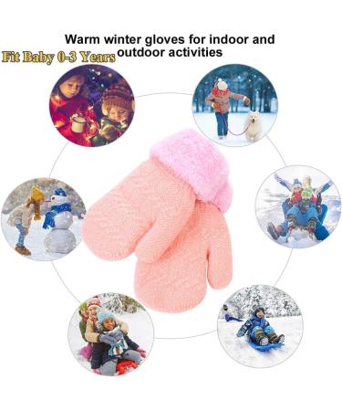 Baby Toddler Furry Winter Gloves Cold Weather Warm Knit Magic Mittens Kids Insulated Snow Warm Gloves with Fleece Lining for Baby Girls Boys 0-3 Years Gift Pink - Buy Online on GoSupps.com
