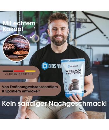 Vegan Protein Chocolate 900g | 4K Vegan Protein Powder | Delicious Lactose & Soy-Free | Bios Nutrition (Made in Germany) - Buy Online on GoSupps.com