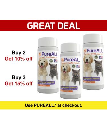 SIMIEN PureAll All-in-One Dog & Cat Probiotics | Hip Joint Pain Relief Formula with Vitamins, Enzymes, Antioxidants, Minerals, Glucosamine, MSM, Chondroitin | 100 Servings | Trusted 37+ Years - Buy Online on GoSupps.com