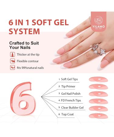 French Tip Press On Nails Gel - Medium Long Almond Square - 300 Pcs - 15 Sizes - Perfect for DIY Nail Art Gifts - Five Colors Available - Buy Online on GoSupps.com