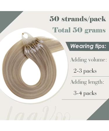 LAAVOO Real Hair Microring Extensions - Blond & Ashblond Highlights 50g 50cm Remy Human Hair Micro Loop #16/250 - Buy Online on GoSupps.com