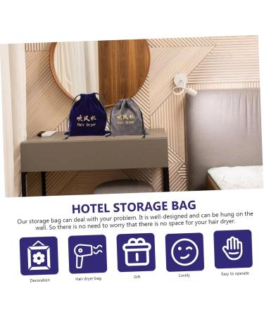 Healeved 2pcs Storage Bag Drawstring Hair Dryer Pouch Safe Hair Dryer Pouch Cotton Drawstring Bags Velvet - Buy Online on GoSupps.com