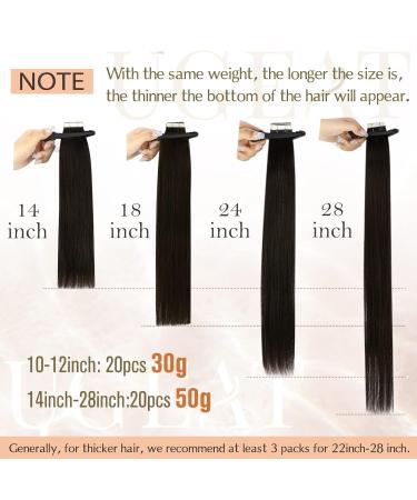 Ugeat Brown Tape In Extensions | Long Real Hair 20 Pieces 65cm | Dark Brown #2 | Smooth & Lightweight - Buy Online on GoSupps.com