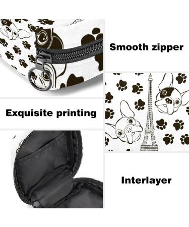 Stylish Menstruation Pad Bag with Zipper | Women's Napkin & Tampon Collection Bags - Eiffel Tower & Dog Paws Designs (Color 6) - Buy Online on GoSupps.com