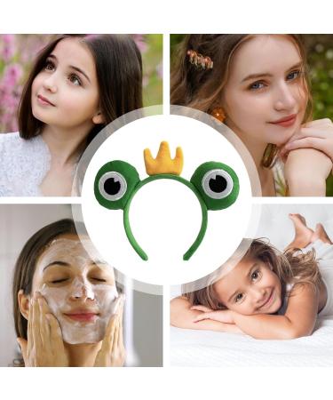 Face Wash Headband | Cartoon Plush Animal Ears and Horns Spa Headband - Halloween Hair Accessories Green Frog Headpiece Elastic Makeup Headbands for Women Girls Prince One Size - Buy Online on GoSupps.com