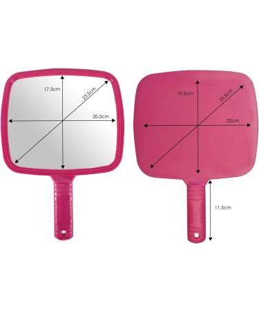TRIXES Salon Hairdresser Hand Mirror Pink Wide Angle 20x17.5cm for Professional Barbers and Hairdressers - Buy Online on GoSupps.com