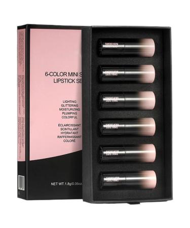 Set of 6 glossy lipsticks for women - Long-lasting lipstick - Waterproof - Lip gloss - Long-lasting matte lipstick for women and girls