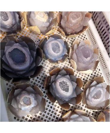 Natural Agate Geode Crystals Feng Shui Druzy Gemstones Quartz Water Lotus Ornament for Home Decoration qiangang - Buy Online on GoSupps.com
