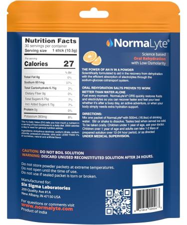 NormaLyte Orange - Electrolyte Powder Packets | Clinically Studied Electrolyte Drink Mix | 30 Count Effective Hydration Sticks 0.37 Ounce (Pack of 30) - Buy Online on GoSupps.com