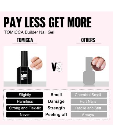 Tomicca 5-in-1 Nude-Rosa Builder Nail Gel 15ml | UV/LED Gel for Nail Extensions Strengthening & Design - Buy Online on GoSupps.com