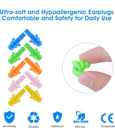 Cobee Reusable Silicone Earplugs - 10 Pack Noise Reduction for Sleep Swimming Snoring Concerts & Travel - Waterproof & Comfortable - Buy Online on GoSupps.com