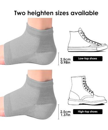 Height Increase Wedge Insole Socks | Invisible Silicone Heel Pad for Plantar Fasciitis Relief | Black 3.5CM/1.4 Inch - Buy Online on GoSupps.com