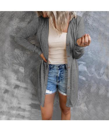 Long Shirt Outerwear Top Thin Warm Knitted Coat Women's Blouse V-Neck Shirt Tunic Long Women's Tunic Women's Shirt Casual Checked Shirt Women's Winter Chunky Knit Jacket G-grey XXL - Buy Online on GoSupps.com