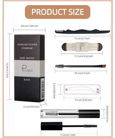 Eyebrow Stamp Stencil Kit - Waterproof One-Step Brow Makeup Set with 24 Stencils Gel Brush & Razor | Long Lasting Medium Brown & Brown Colors - Buy Online on GoSupps.com