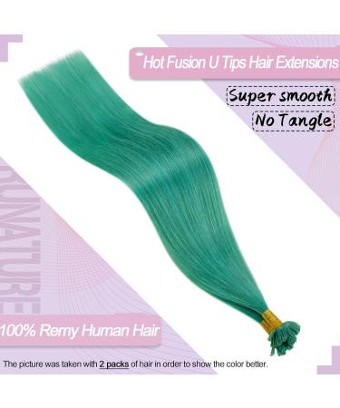 Runature Colorful Remy Hair Extensions - Blue Green U-Tip 45cm | Real Keratin Hair Extensions 25 Strands #Teal - Buy Online on GoSupps.com
