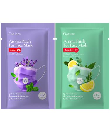 Gya Labs Lavender & Breathe Aroma Stickers Set for Masks - Natural Essential Oil Aromatherapy Stickers to Refresh Breath for Facial Masks & Pillows 10 Packs-120 Patches