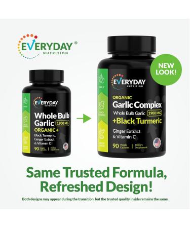 4-in-1 Organic Odorless Garlic 1900mg with Black Turmeric Ginger & Vitamin C | Immune Heart*& Joint Support* | Natural Antioxidant & Energy Booster | Made in USA - Buy Online on GoSupps.com