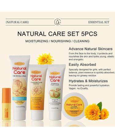 Natural Essence Skin Care Set - Daily Moisturizing Essentials | Beeswax Lip Balm Coconut Foot Cream Milk Lotion Chamomile Cleanser Lavender Salve | International Shipping - Buy Online on GoSupps.com