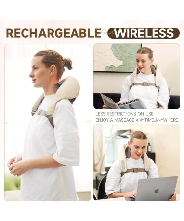 Neck Massager for Pain Relief | 5D Deep Tissue Kneading Massage Pillow with Heat - Ideal Gift for Women Moms & Dads | Beige - Buy Online on GoSupps.com
