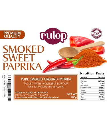 Rulop Smoked Sweet Paprika 200g - Authentic Spanish Paprika Powder in Resealable Pouch - Buy Online on GoSupps.com