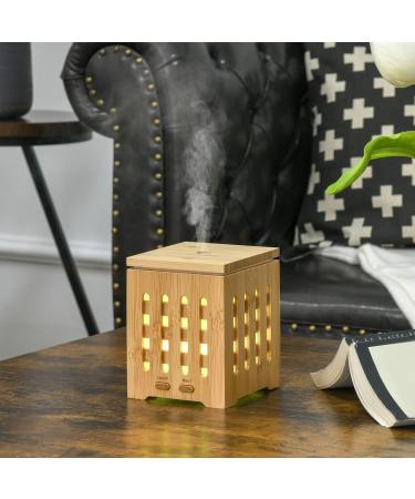 Homcom Electric Aroma Diffuser & Humidifier - 200ml 7 Colors LED Waterless Auto Shutdown - Elegant Bamboo Design for Essential Oils - Buy Online on GoSupps.com