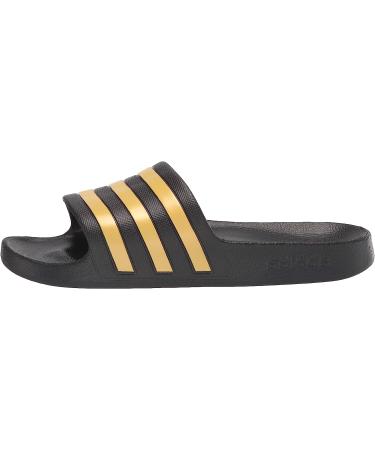 adidas Unisex Adilette Aqua Slides Sandal - Core Black/Gold Metallic - Size 9 Women/8 Men - Buy Online on GoSupps.com