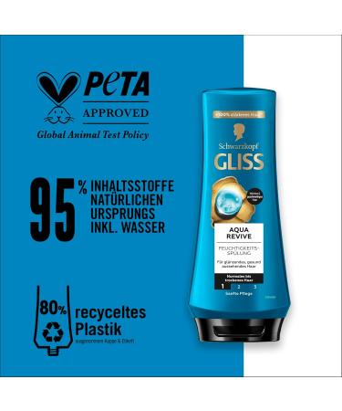 Gliss Aqua Revive Conditioner (200 ml) with hyaluronic complex and sea algae for normal to dry hair provides an extra dose of hydration and healthy shine - Buy Online on GoSupps.com