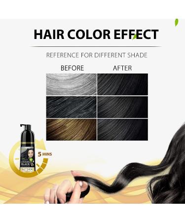 3-in-1 Natural Black Hair Dye Shampoo | Cover Greys | Permanent Color - Ammonia Free | Herbal Formula | 400ml (Black) - Buy Online on GoSupps.com